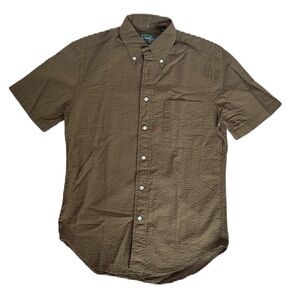 Gitman Bros Shortsleeve Shirt Brown Size S Cotton Made In USA NWT